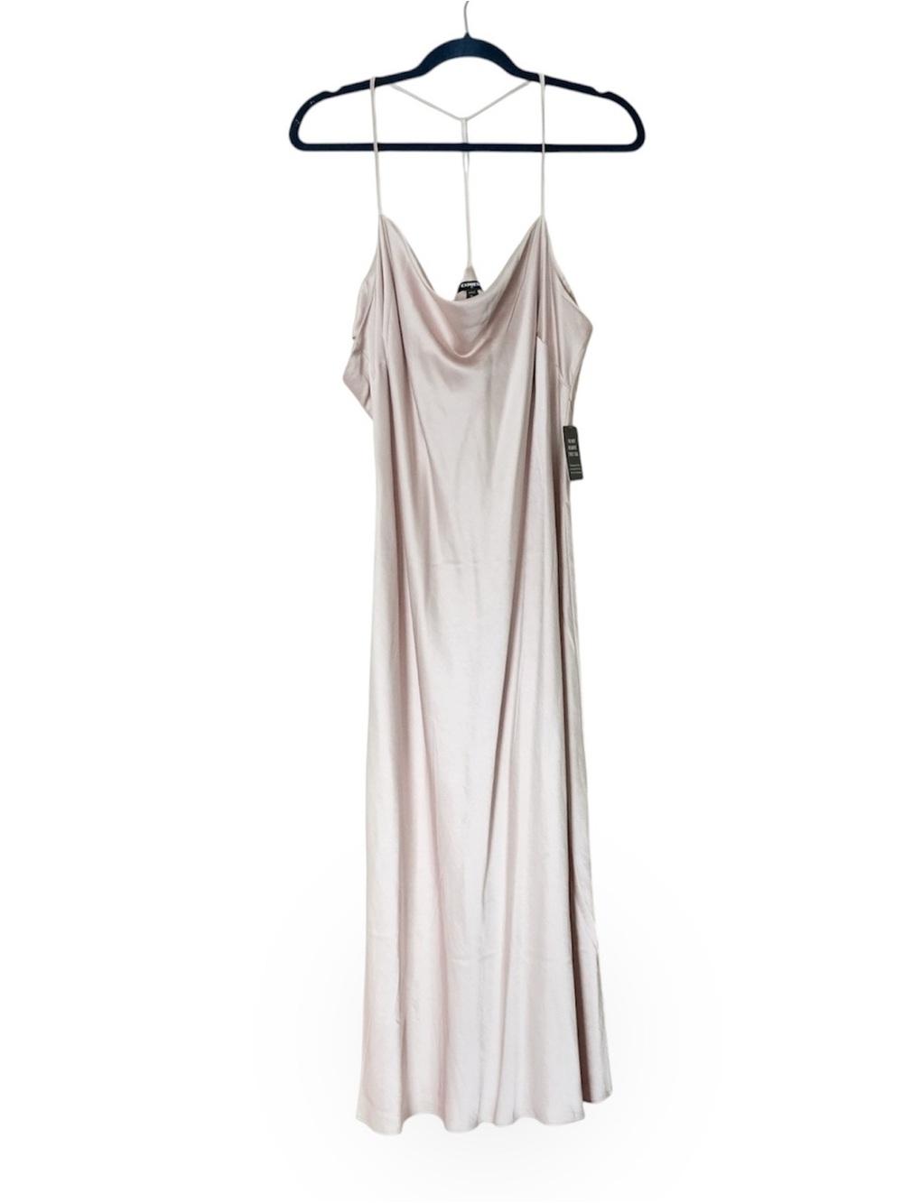 NWT Express Cowl Neck Satin Blush Champagne Side Slit Slip Dress Bridal